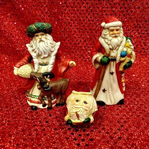 Lot of 3 Vintage Santa St Nicholas Collectibles Roly Poly Lefever Midwest Import